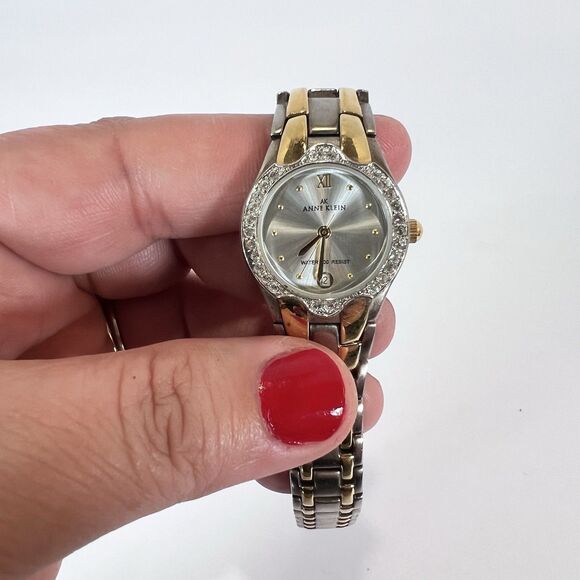 Vintage Anne Klein Gold And Silver Tone Watch With Pave Rhinestones. Untested - Picture 2 of 7
